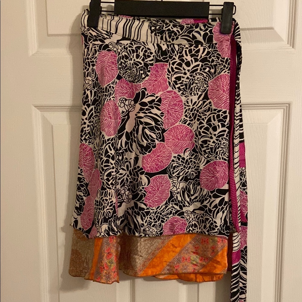 Floral Pink and Black Mini Skirt